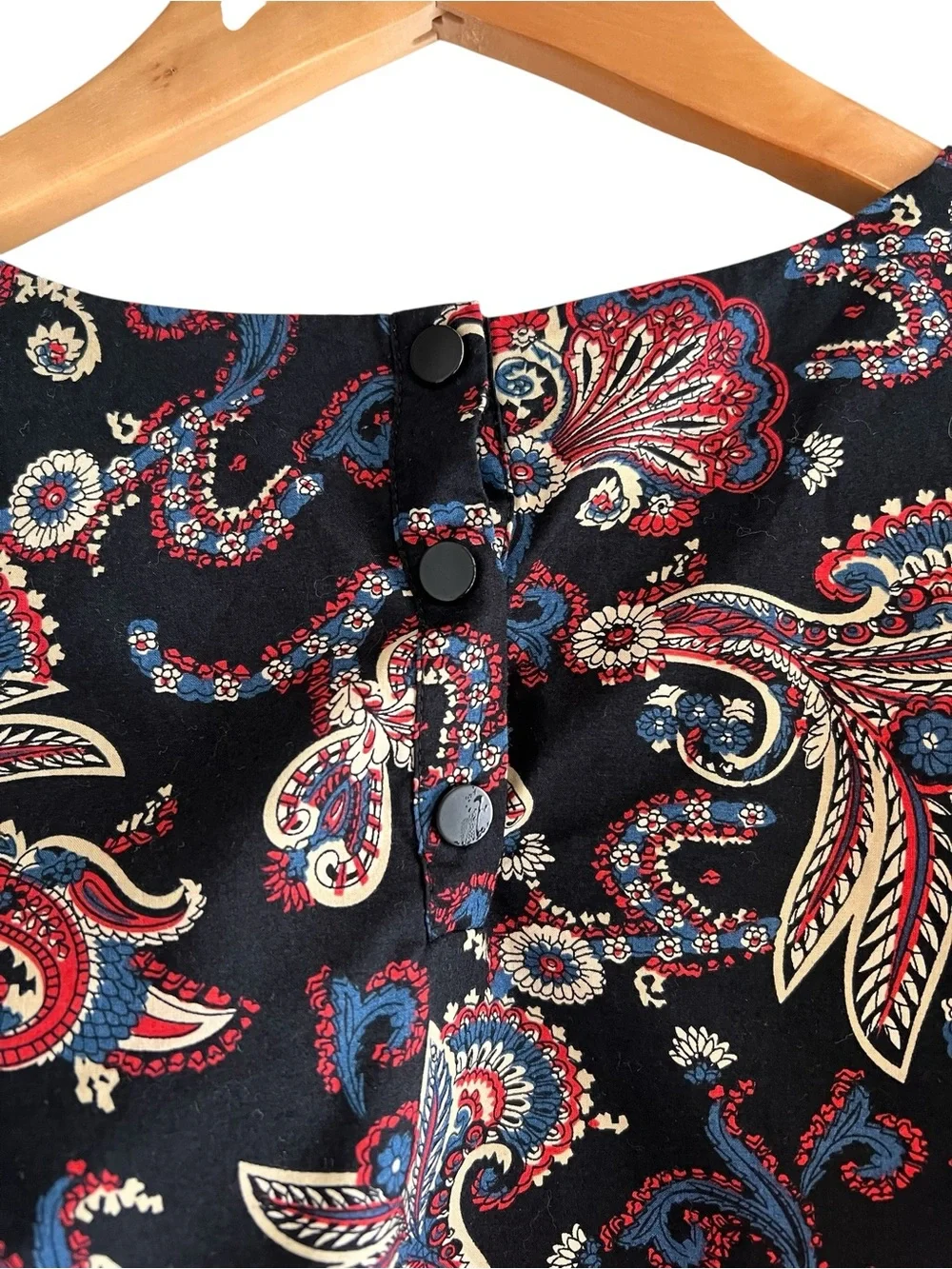 ba&sh Rym Black Paisley Puff-Sleeve ruffled blouse size L excellent condition - Picture 10 of 16